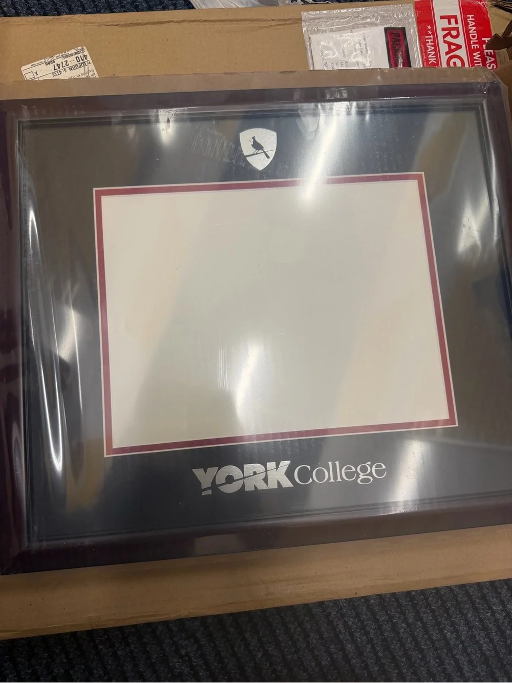 Framed Diploma/Certificate Display - Black with Maroon Accent